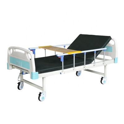 Manufacturer supply 2 function adjustable manual hospital bed with mattress  ABS head